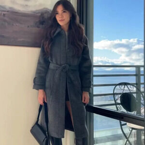 Abercrombie & Fitch Wool Blend Trench Coat NWT  Dark Grey Size XXS